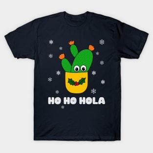 Ho Ho Hola - Opuntia Microdasys Cactus In Christmas Holly Pot T-Shirt